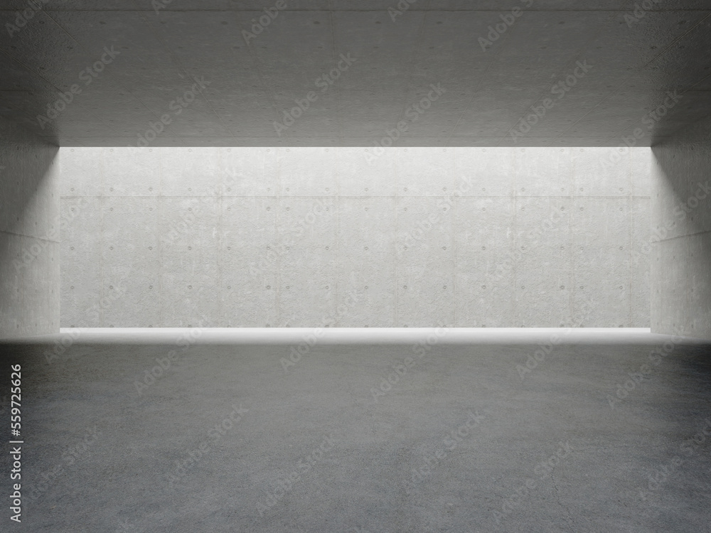 Poster 3d render of empty concrete room with natural light.