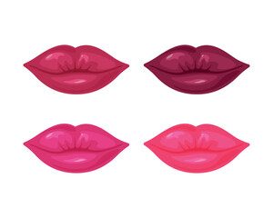 Lips. Beautiful sexy female lips. A set of lips, a different shade of red. Vector illustration isolated on a white background