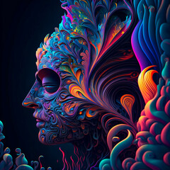 Psychedelic thoughts created by using generative AI technology credit: midjourney