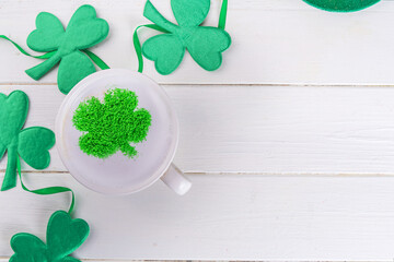Coffee latte for St. Patrick's Day