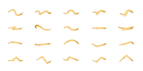 Vector design of golden brush element. ink brush stroke, line, or texture.