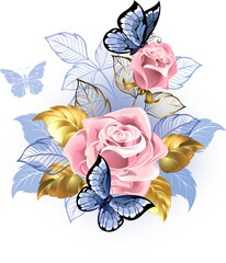 Pink Roses with Butterflies with glowing-02