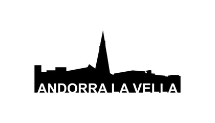 Fototapeta premium Andorra la Vella skyline silhouette, Andorra la Vella city vector illustration