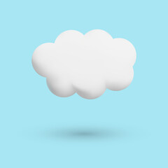 Cloud 3D, vector. White 3D cloud with a shadow on a blue background.