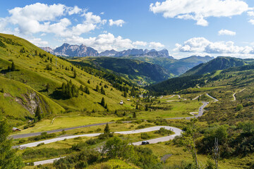A scenic view of the Great Dolomites Road in Italy