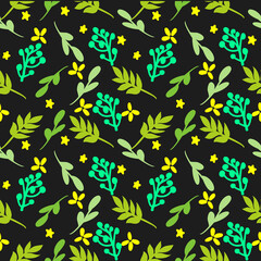 Fototapeta na wymiar Seamless pattern with leaves, olive, and branch in background. Vector illustration design with floral for wrapping paper, wallpaper, fabric, decorating and backdrop.