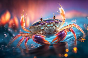 An extremely sharp and detailed portrait of crab macro. Generative AI. Detailed crab. The best picture of a crab. - obrazy, fototapety, plakaty