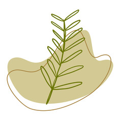 simple branch with leaves and beige fluid background