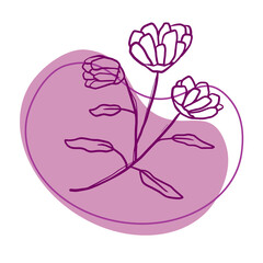 branch of tulips flower and fluid background with purple color scheme