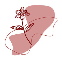 doodle single red flower with fluid background