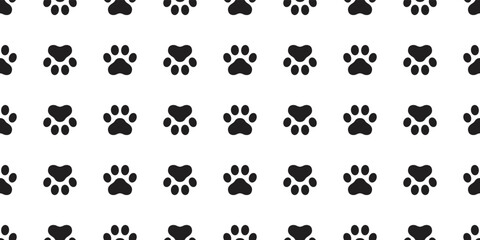 Naklejka na ściany i meble dog footprint seamless pattern paw cat vector puppy pet breed cartoon doodle repeat wallpaper tile background illustration design isolated