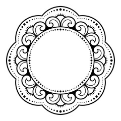 Frame in eastern tradition. Stylized with henna tattoos decorative pattern for decorating covers for book, notebook, casket, magazine, postcard and folder. Flower border in mehndi style.
