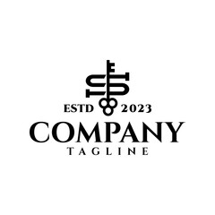 letter S and a key with elegant classic style. real estate company logo vector template.