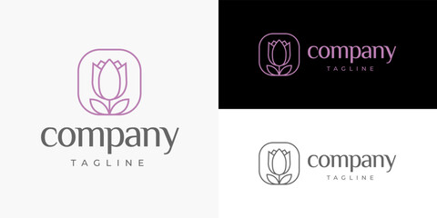 Tulip Flower Icon Logo Design Vector Template for Brand Business Company Women Boutique Fashion Spa Massage Beauty Salon