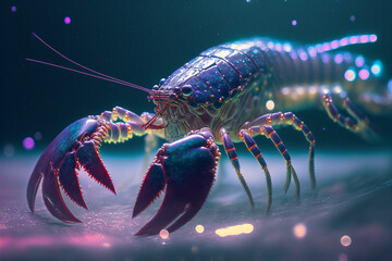 An extremely sharp and detailed portrait of lobster macro. Generative AI. Detailed lobster. The best picture of a lobster. - obrazy, fototapety, plakaty