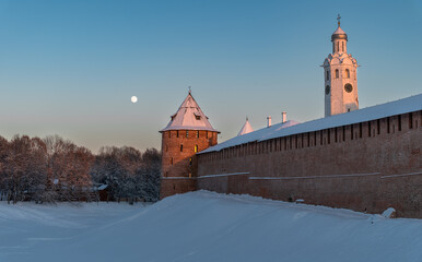 Panoramic view on the old russian kremlin in winter
