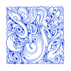 Vector abstract ethnic and culture doodle illustration in blue color for background