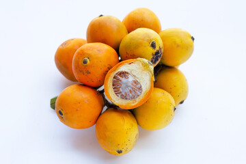 Betel nut or Areca nut on white background