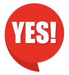 Yes comic speech bubble in pop art style. Comic speech. Dialog window. Yellow banner for sale.