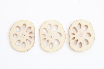 Lotus root on white background