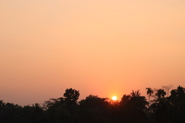 Beautiful views of evening sky in a village of Bangladesh