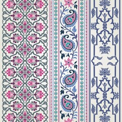 wedding card design, traditional paisley floral pattern , royal India	