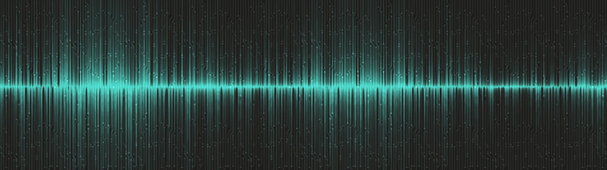 Panorama green Ultra Sonic sound wave background,design,Free Space For text in put,Vector illustration.