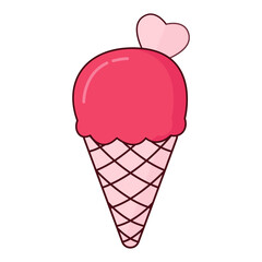 Ice Cream Cone Valentines Illustration