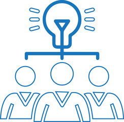 Fototapeta premium Team brainstorm icon, team strategy icon blue vector