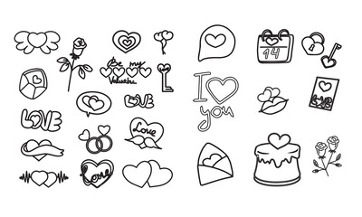 Set of simple icons with a heart for Valentine's Day, web design, sites, applications, games and stickers. Valentine's Day sticker simple icon. network technologies of digital devices on the Internet.