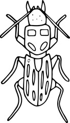 Hand drawn beetle icon in doodle style. Vector children's illustration for coloring.
