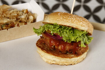 Japanese grilled chicken karaage burger
