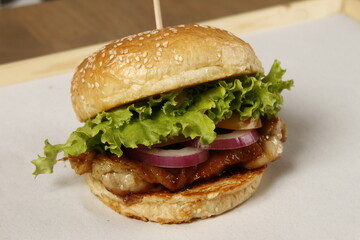 Japanese miso chicken katsudon burger