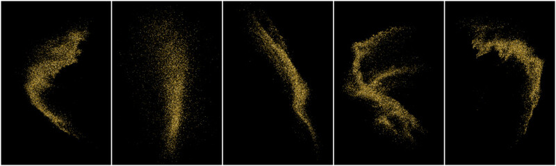 Obraz premium Set of Gold Glitter Texture Isolated On Black. Amber Particles Color. Stardust Background. Golden Explosion Of Confetti. Vector Illustration, Eps 10.