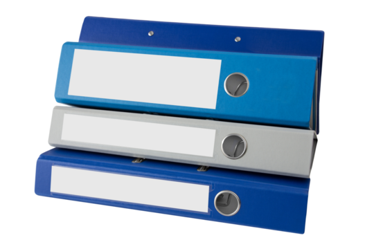 Blaue Aktenordner und Hintergrund transparent PNG cut out