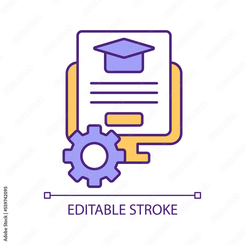 Poster elearning platform settings rgb color icon. personal settings. customize platform. learning material