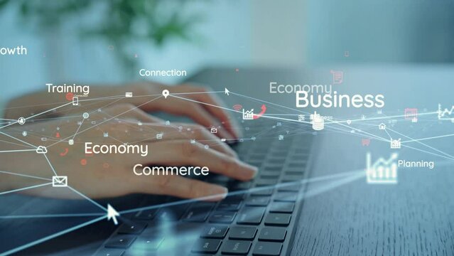 PC user and communication network concept. Digital transformation. Information communication technology.