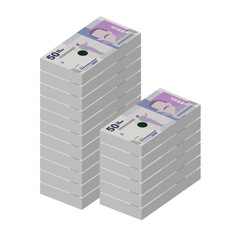 Colombian Peso Vector Illustration. Colombia, Venezuela money set bundle banknotes. Paper money 50 COP. Flat style. Isolated on white background. Simple minimal design.