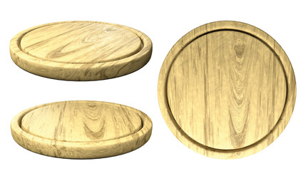 soft wooden cutting board or wooden plate isolated on transparent background for display product, 3D rendering. PNG file