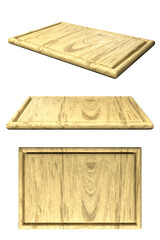soft wooden plate 3D rendering isolated on transparent background for display product. PNG file