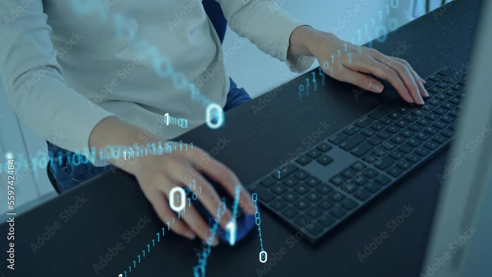 Aufkleber PC user and digital data concept. Digital transformation. Information communication technology.