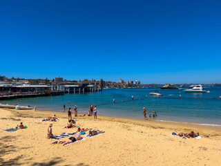 Panoramic  View Manly Beach Sydney NSW Australia. beautiful blue turquoise waters, great for swimming 