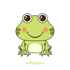 Vector illustration of cute frog cartoon isolated on white background