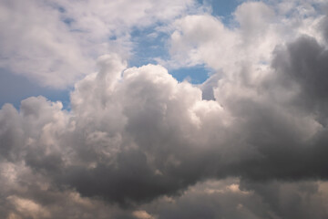 panorama of black sky background with storm clouds. thunder front  may use for sky replacement