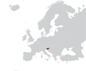 Maroon Map of Slovenia within gray map of European continent