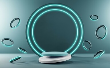 3D render of pastel template soft blue minimal background for show products