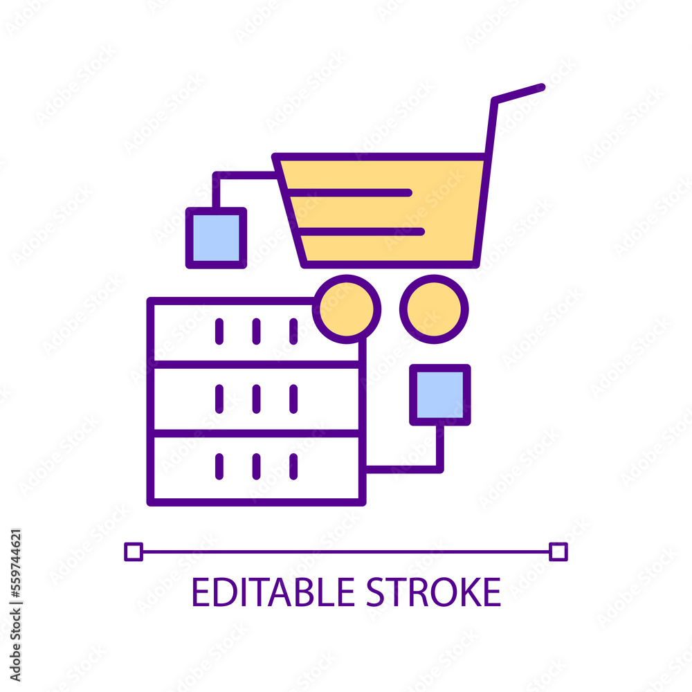 Poster marketing data collecting rgb color icon. online store activity analytics. business information proc