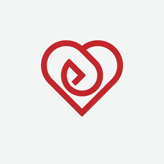 Love clock, red alarm clock and heart symbol logo design