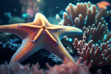 An extremely sharp and detailed portrait of starfish macro. Generative AI. Detailed starfish. The best picture of a starfish.