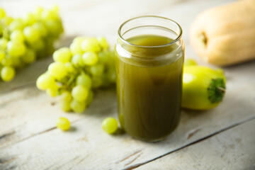 Healthy green smoothie with grape